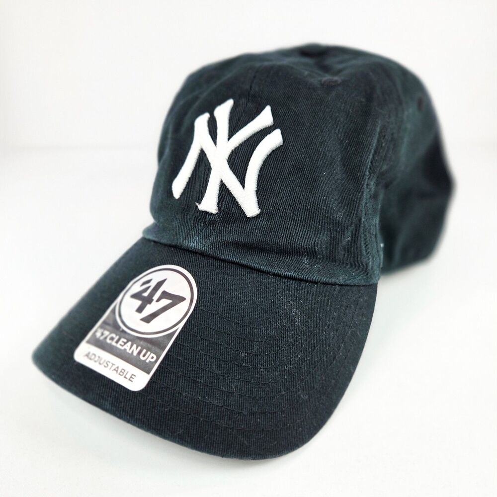 ’47 New York Yankees Clean Up Hat Black White Adjustable Cap NWT